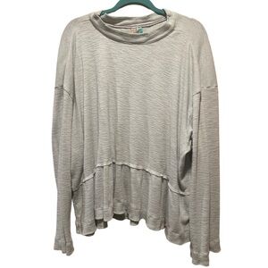 Pilcro Anthropologie Mint Green Distressed Ruffle Long Sleeve Top Size 3X